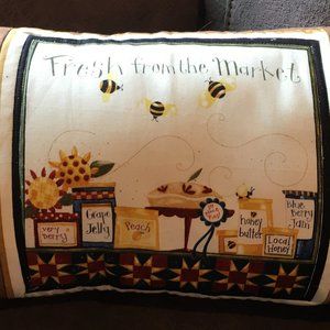 September Fall Market Scene Pillow
